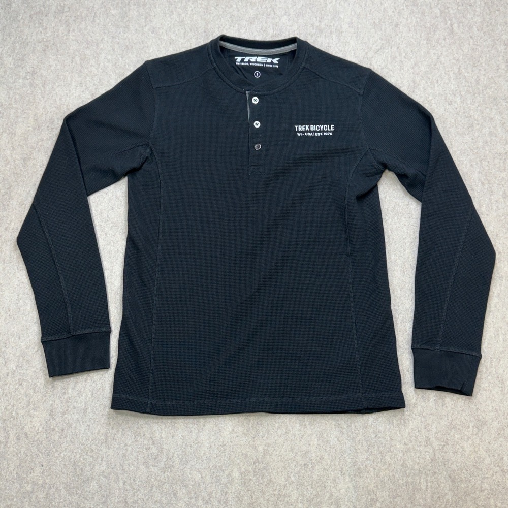 Trek Henley Thermal Shirt Mens Small Black Gorpcore Outdoorsy Cycling Racing